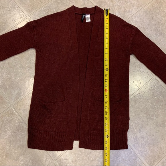 Divided H&M Deep Wine Open Cardigan with Pockets Size XS - Picture 8 of 11
